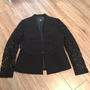 TAHARI Blazer Arthur Sir Levine Black with Lace Sleeves US Size 8